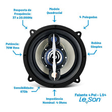 Carregar imagem no visualizador da galeria, Kit Falante Quadriaxial 4 Pol 140w 4r Cinza Leson