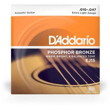 Carregar imagem no visualizador da galeria, Encordoamento Violão Aço .010-.047 Phosphor Bronze EJ15 D Addario
