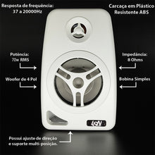 Carregar imagem no visualizador da galeria, Par Caixa De Som Ambiente 4pol 70w 8r Branca Leson