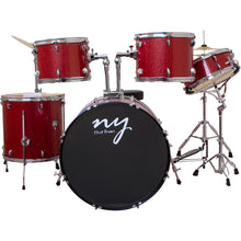 Carregar imagem no visualizador da galeria, Bateria Acústica 2t Pr Sp Red Sparkle Vermelha Com Banco Ny F1rst