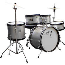 Carregar imagem no visualizador da galeria, Bateria Acústica Infantil Junior 2t Prata Com Banco New York