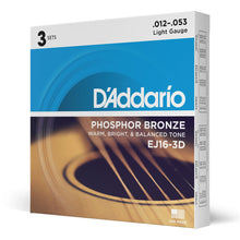 Carregar imagem no visualizador da galeria, Encordoamento Violão Aço 12-53 (3 Jogos) D Addario EJ16-3D