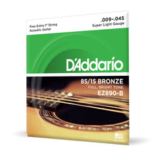 Carregar imagem no visualizador da galeria, Encordoamento Violão Aço 09-45 Corda Extra D Addario EZ890-B