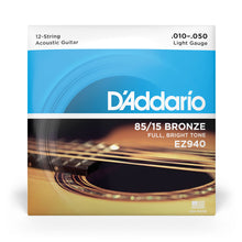 Carregar imagem no visualizador da galeria, Encordoamento Violão Aço 12C 10-50 D Addario 85/15 Bronze