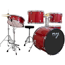 Carregar imagem no visualizador da galeria, Bateria Acústica 2t Pr Sp Red Sparkle Vermelha Com Banco Ny F1rst