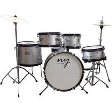 Carregar imagem no visualizador da galeria, Bateria Acústica Infantil Junior 2t Prata Com Banco New York