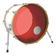 Carregar imagem no visualizador da galeria, Pele de bumbo Remo Powerstroke P3 Colortone Red, 20", 5" Offset Hole P31320CTRDOH