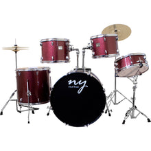 Carregar imagem no visualizador da galeria, Bateria Acústica 2t Pr Sp Wine Sparkle Vinho Com Banco Ny F1rst