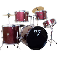 Carregar imagem no visualizador da galeria, Bateria Acústica 2t Pr Sp Wine Sparkle Vinho Com Banco Ny F1rst
