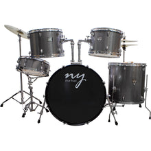 Carregar imagem no visualizador da galeria, Bateria Acústica 2t Pr Sp Silver Sparkle Prata Com Banco Ny F1rst