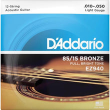 Carregar imagem no visualizador da galeria, Encordoamento Violão Aço 12 Cordas .010-.050 85/15 Bronze EZ940 D Addario

