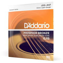 Carregar imagem no visualizador da galeria, Encordoamento Violão Aço .010-.047 Phosphor Bronze EJ15 D Addario
