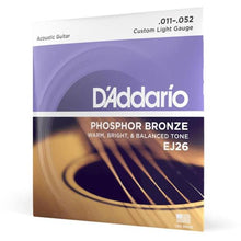 Carregar imagem no visualizador da galeria, Encordoamento Violão Aço .011-.052 Phosphor Bronze EJ26 D Addario
