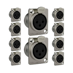 Conector Xlr Femea Wc 1023 Fp Bk Ni 3p Painel Wireconex 10 Unidades