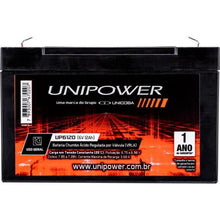 Carregar imagem no visualizador da galeria, Bateria Estacionária Selada 6V 12Ah VRLA UP6120 Unipower
