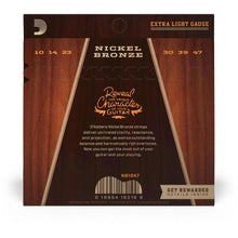 Carregar imagem no visualizador da galeria, Encordoamento Violão Aço .010-.047 Nickel Bronze NB1047 D Addario
