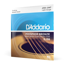 Carregar imagem no visualizador da galeria, Encordoamento Violão Aço 12C 10-47 D Addario Phosphor EJ38
