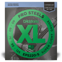 Carregar imagem no visualizador da galeria, Encordoamento Baixo 5C 40-125 D Addario XLProSteels EPS220-5
