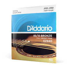 Carregar imagem no visualizador da galeria, Encordoamento Violão Aço 12C 10-50 D Addario 85/15 Bronze
