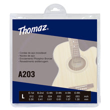 Carregar imagem no visualizador da galeria, Encordoamento Violão Aço 012 Phosphor Bronze 203l Thomaz
