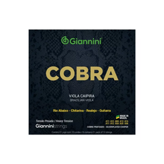 Encordoamento Viola Caipira Cobre Prateado Tensão Pesada Giannini Cobra